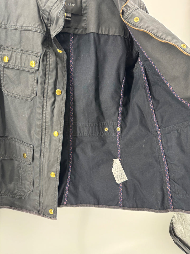 J.Crew Black Button Up/Zip Raincoat