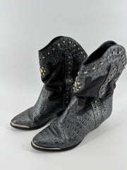 Circles Gray Leather Boots