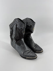 Circles Gray Leather Boots