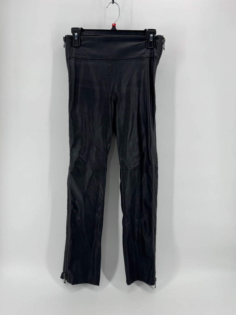 David Lerner Black Leather Zip Pants
