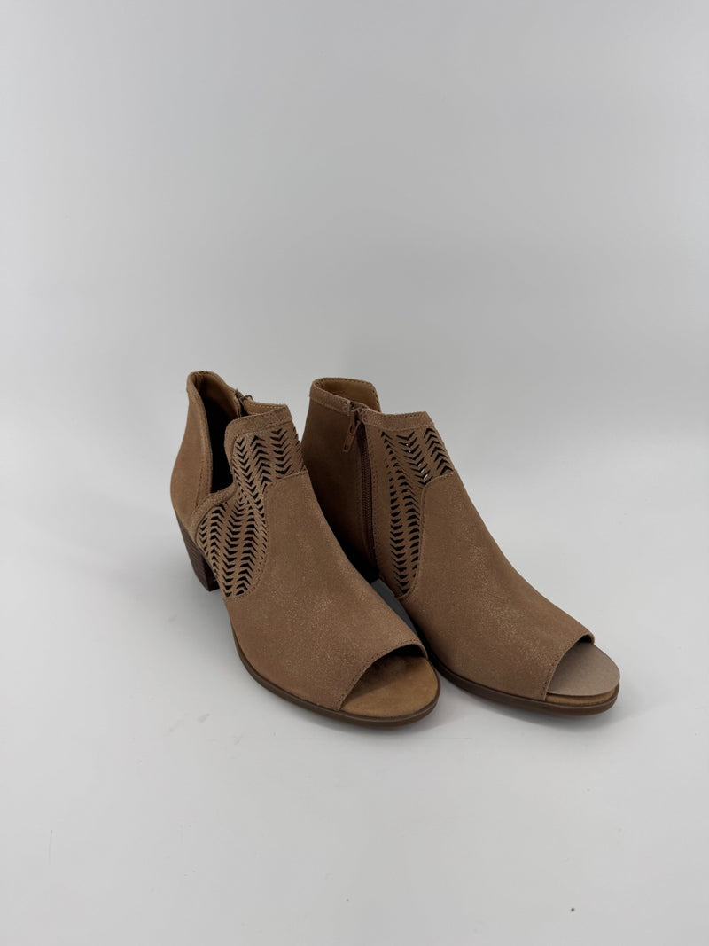 Lucky Brand Brown Glitter Cutout Ankle Shoes