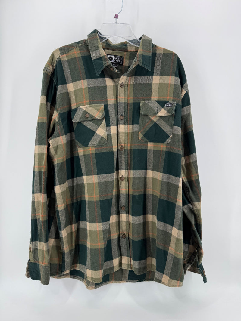 Salty Crew Green Plaid Button Up