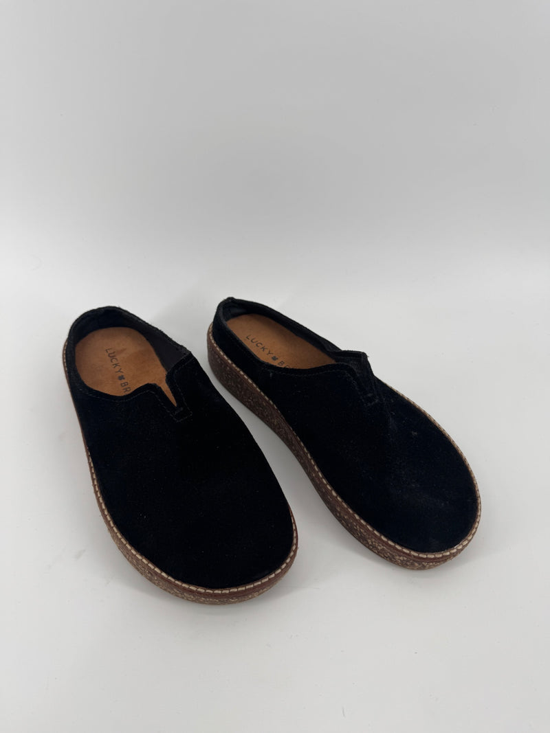 Lucky Brand Black Suede Slippers