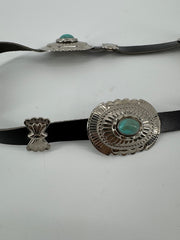 Unbranded Leather Belt w/ Turquoise Concho Accents