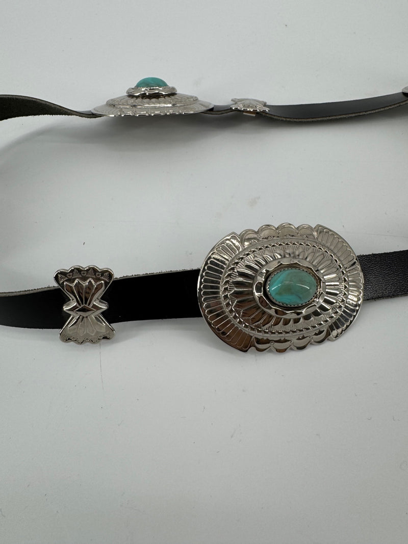 Unbranded Leather Belt w/ Turquoise Concho Accents