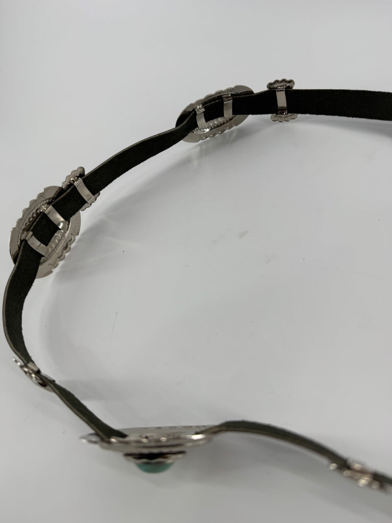 Unbranded Leather Belt w/ Turquoise Concho Accents