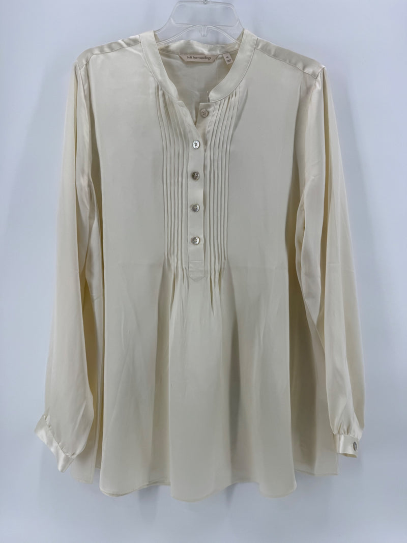 Soft Surroundings Ivory Silk Button Up