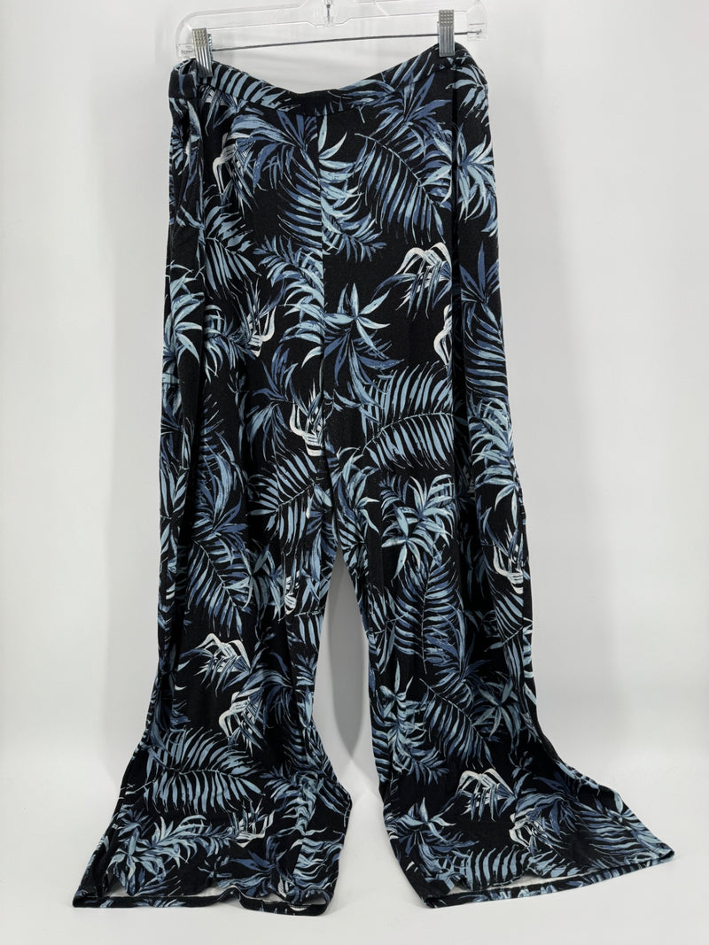 J.Jill Black/Blue Leaf Pants Size XL