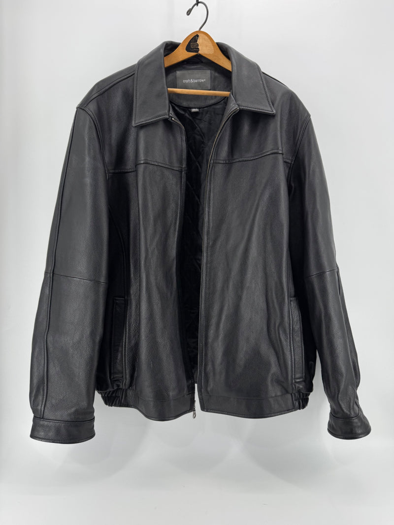 Croft & Barrow Black Leather Jacket Tall