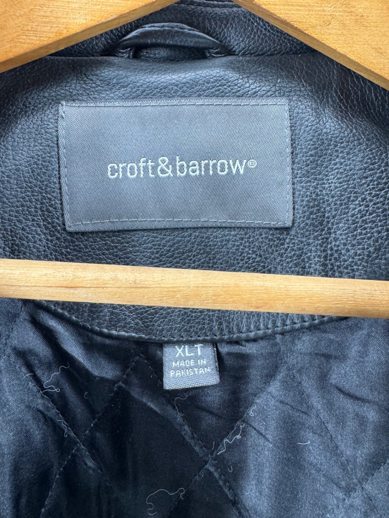 Croft & Barrow Black Leather Jacket Tall