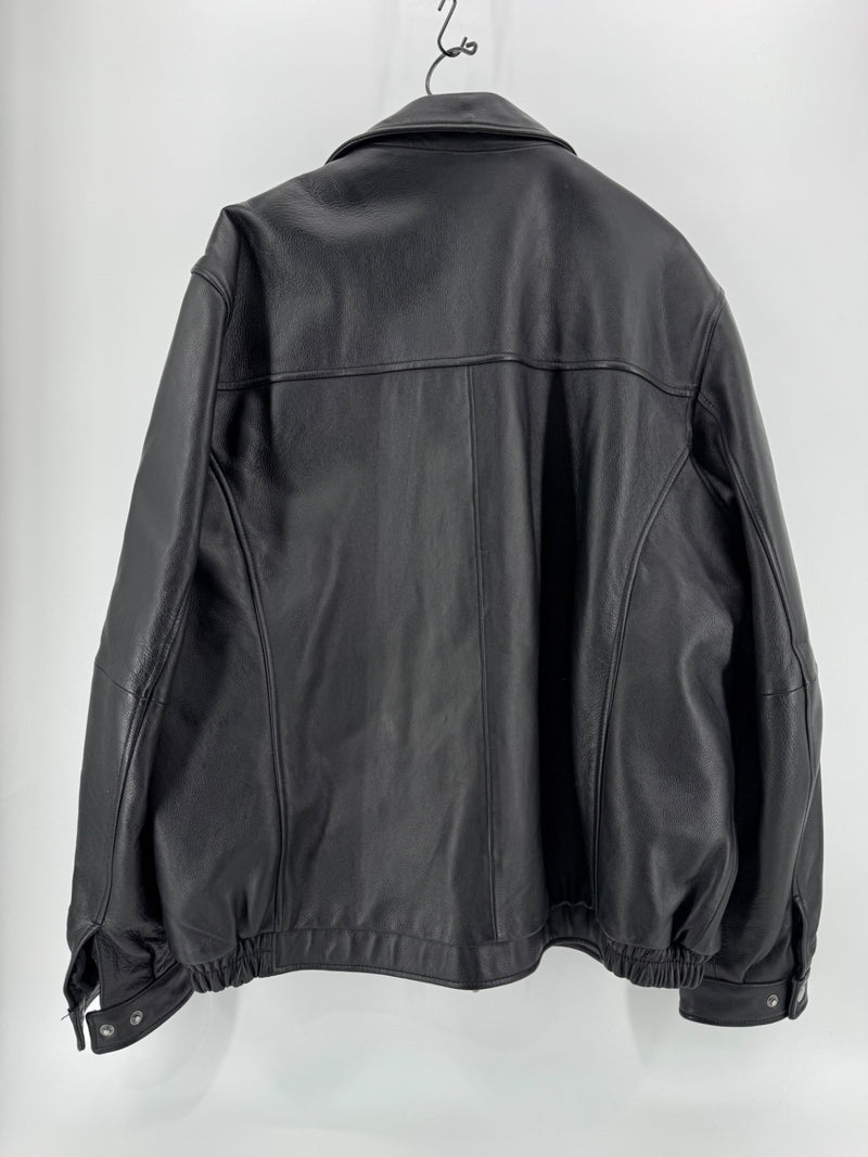 Croft & Barrow Black Leather Jacket Tall