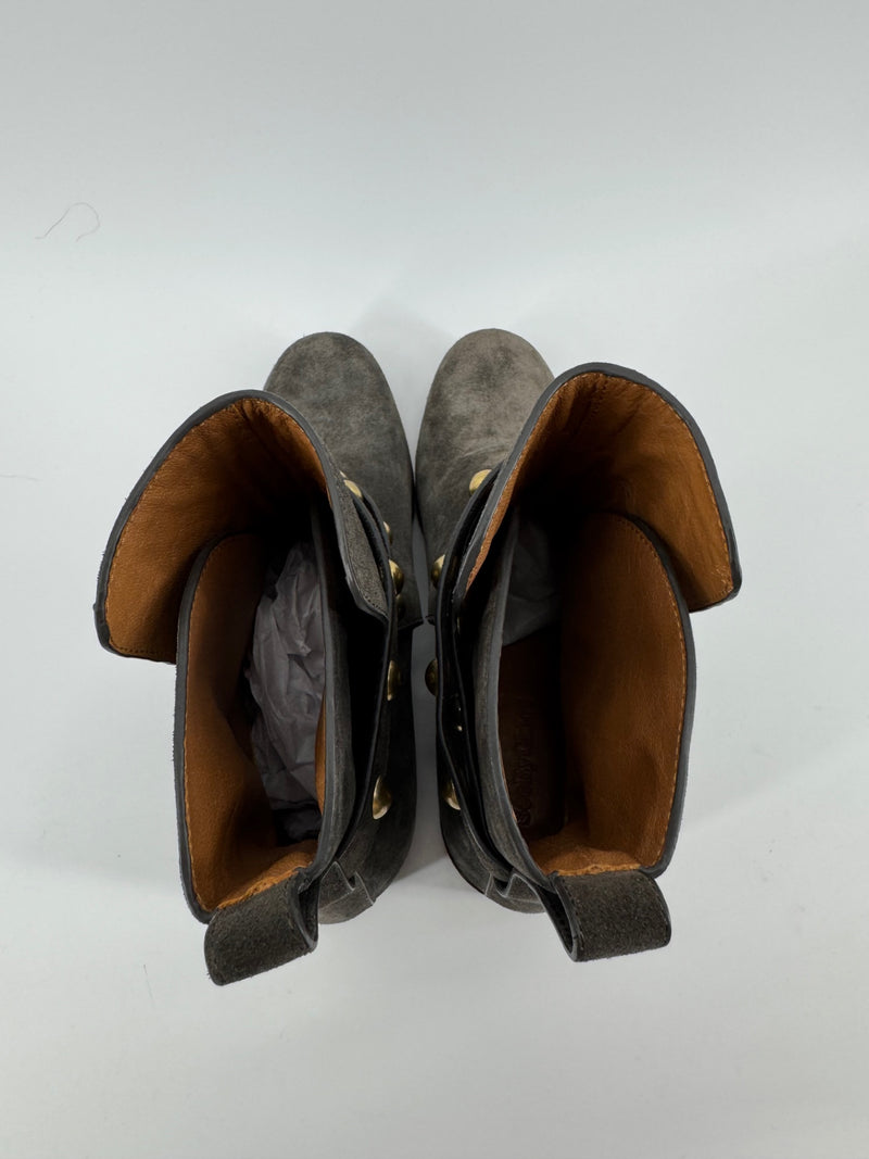 See by Chloé Gray Suede Stud Ankle Boots Size 37.5
