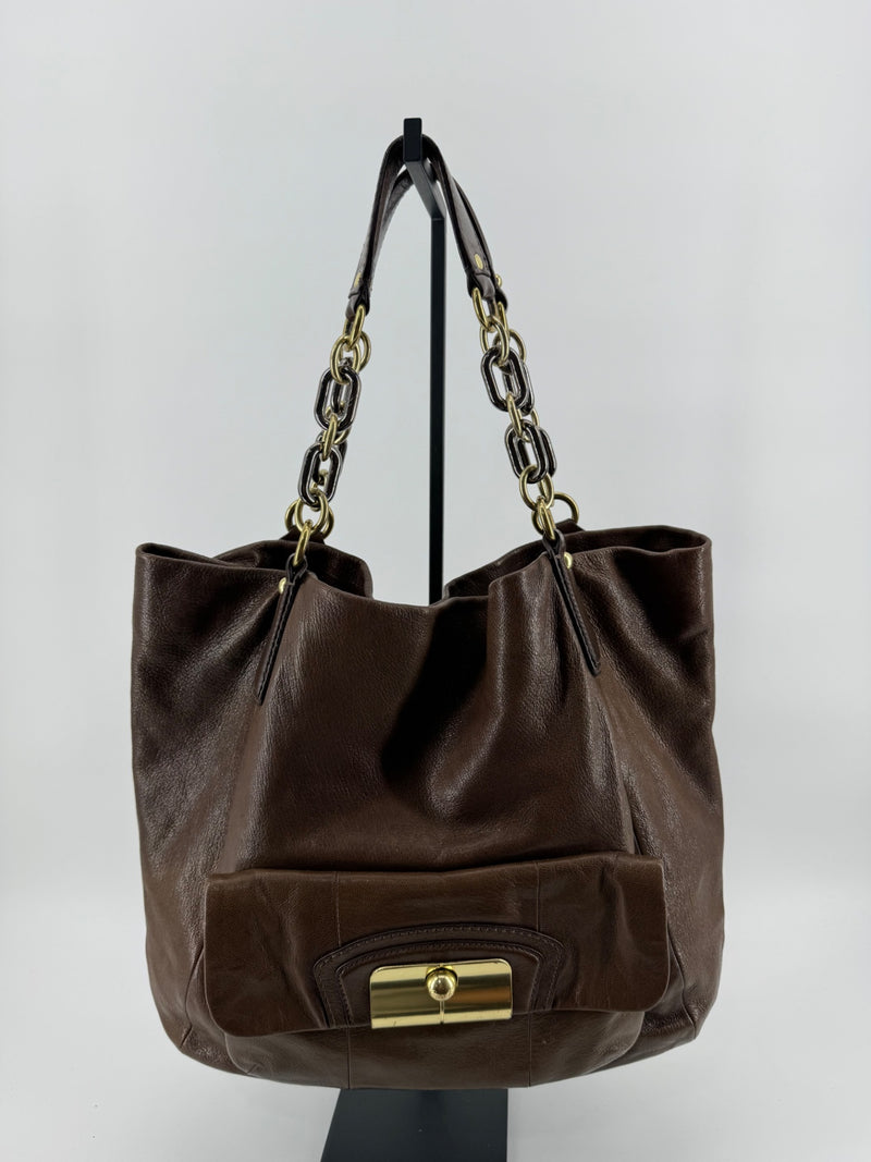 Coach Kristin Brown Leather Tote Shoulder Bag