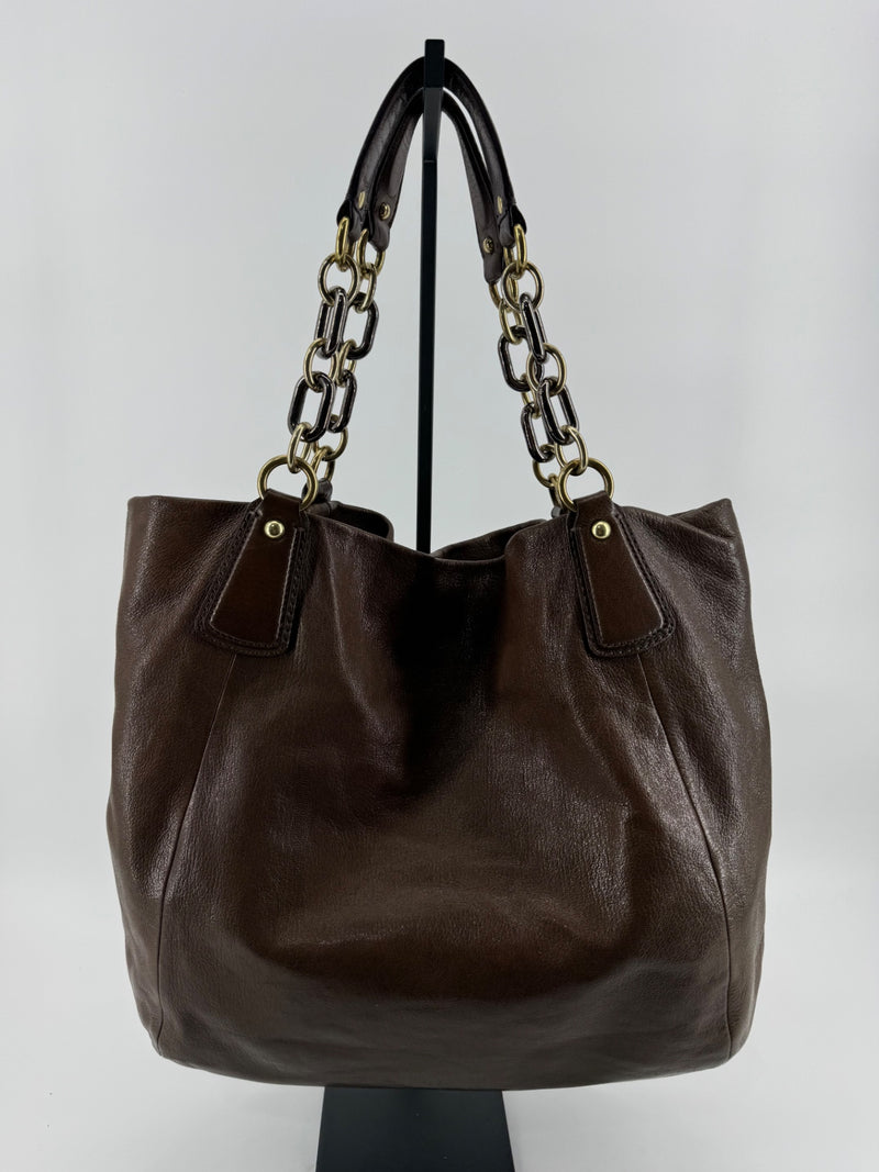 Coach Kristin Brown Leather Tote Shoulder Bag