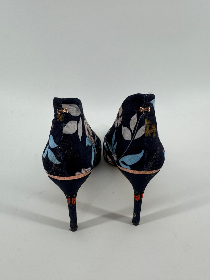 Ted Baker Navy Floral/Butterfly Point Heels