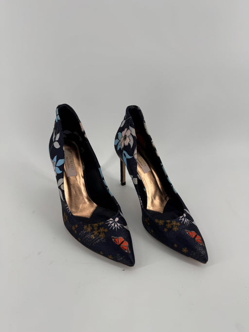Ted Baker Navy Floral/Butterfly Point Heels