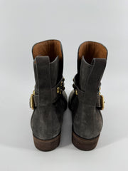 See by Chloé Gray Suede Stud Ankle Boots Size 37.5