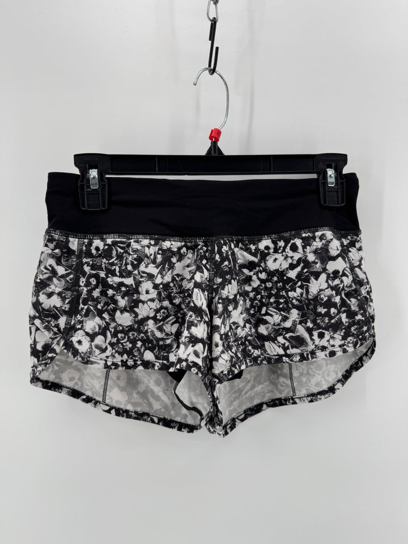 Lululemon Black/White Floral Athletic Shorts
