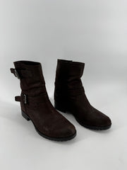 Prada Brown Double Buckle Ankle Boots