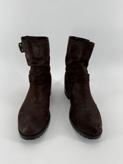 Prada Brown Double Buckle Ankle Boots