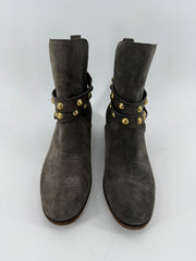 See by Chloé Gray Suede Stud Ankle Boots Size 37.5