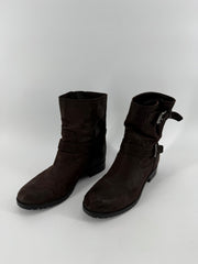 Prada Brown Double Buckle Ankle Boots