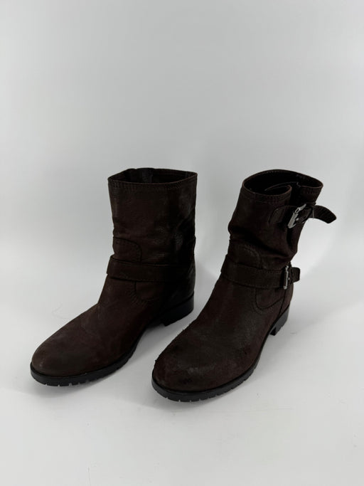 Prada Brown Double Buckle Ankle Boots