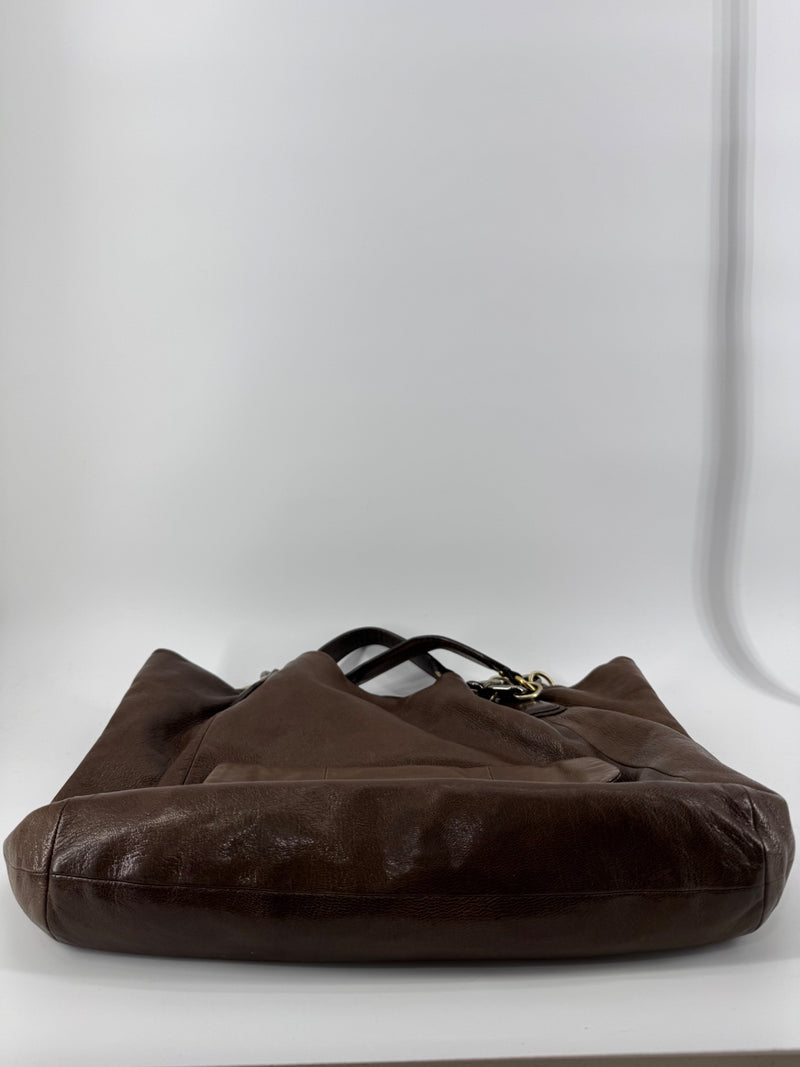 Coach Kristin Brown Leather Tote Shoulder Bag