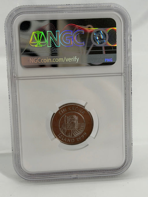 1999 Iceland 1 Krona Coin - NGC Genuine