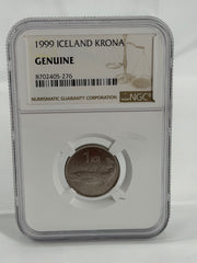 1999 Iceland 1 Krona Coin - NGC Genuine