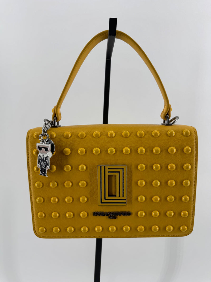 Karl Lagerfeld Yellow Studded Purse with Crossbody Strap