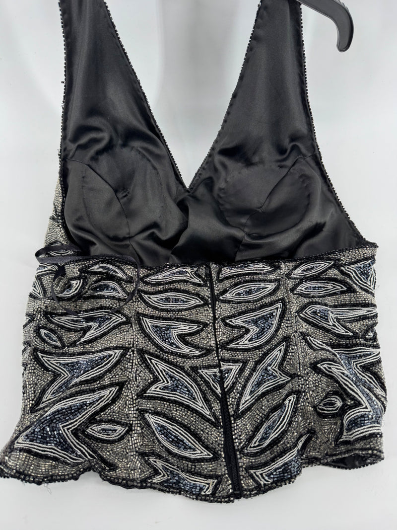 Scala Black/Silver Beaded Top