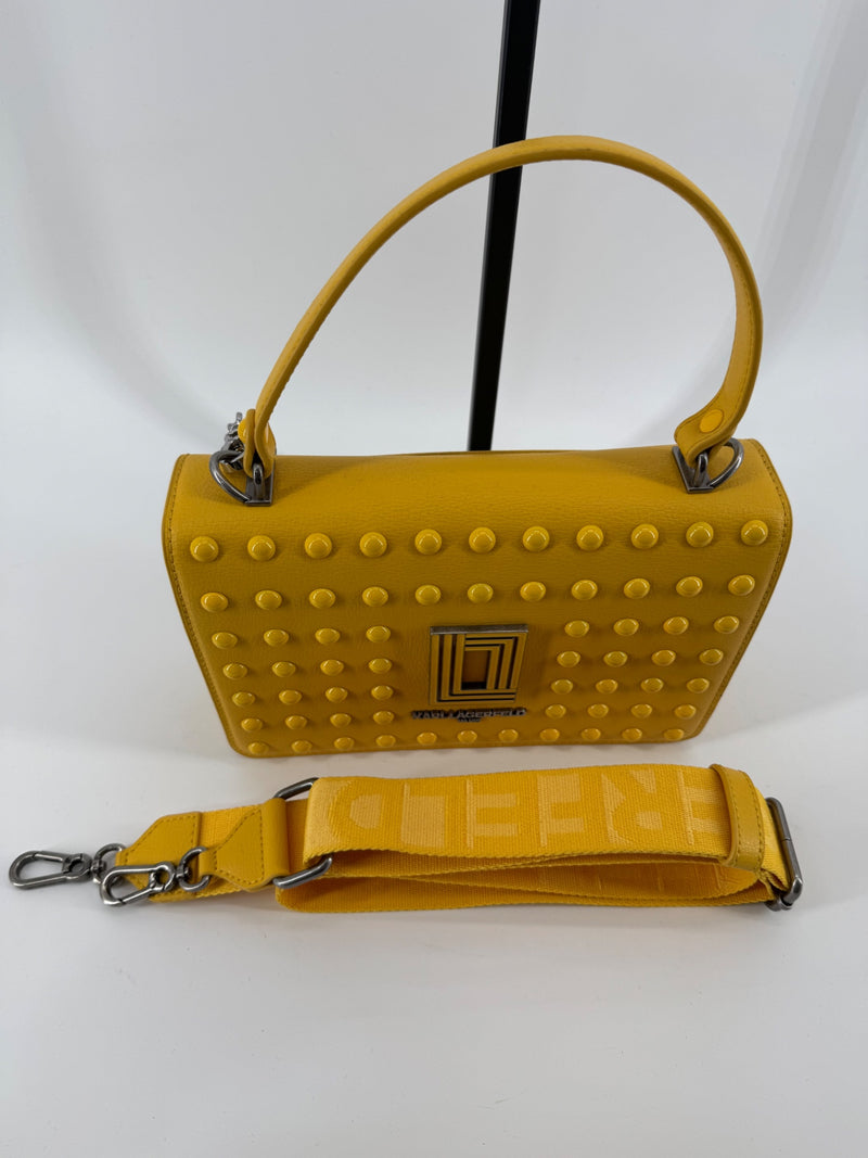 Karl Lagerfeld Yellow Studded Purse with Crossbody Strap