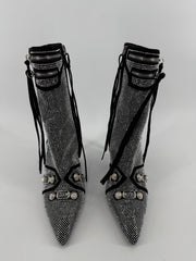 Azalea Wang Black/Silver Rhinestone Heel Boots