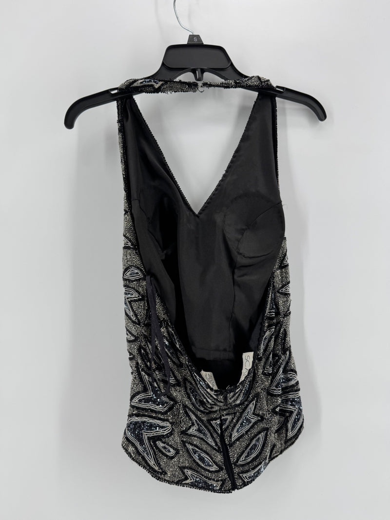 Scala Black/Silver Beaded Top
