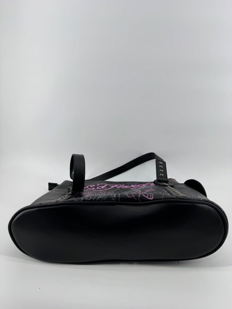 Ed Hardy Studded Skull Floral Tote