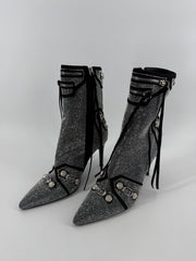 Azalea Wang Black/Silver Rhinestone Heel Boots