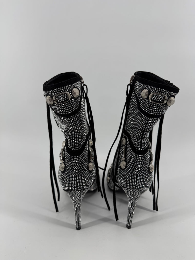 Azalea Wang Black/Silver Rhinestone Heel Boots