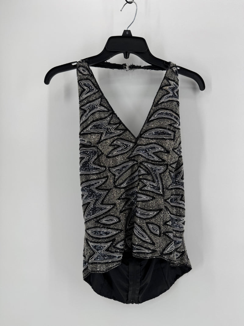 Scala Black/Silver Beaded Top
