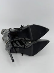 Azalea Wang Black/Silver Rhinestone Heel Boots
