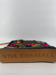 Consuela Gray Canvas Embroidered Tote Bag