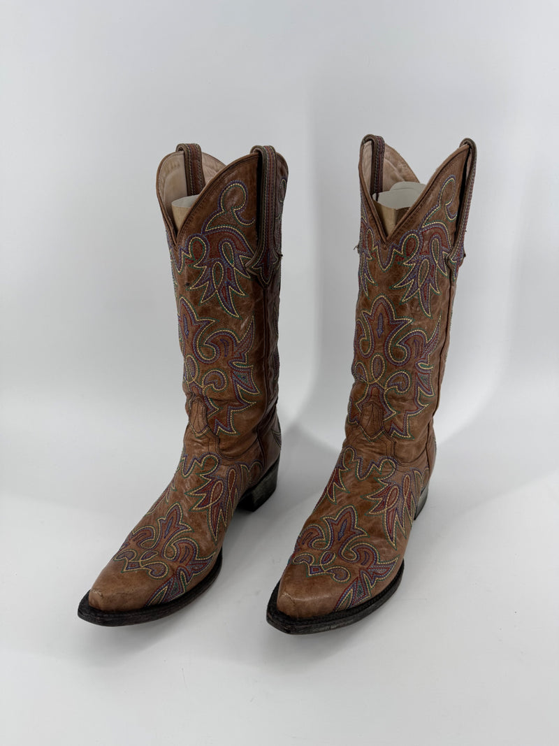 Lane Multicolor Embroidered Cowboy Boots Size 8.5