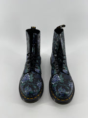 Dr. Martens Blue Floral/Snake Print Boots Size 8