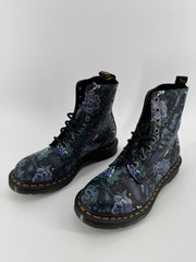 Dr. Martens Blue Floral/Snake Print Boots Size 8
