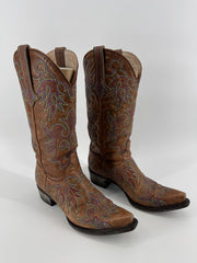 Lane Multicolor Embroidered Cowboy Boots Size 8.5