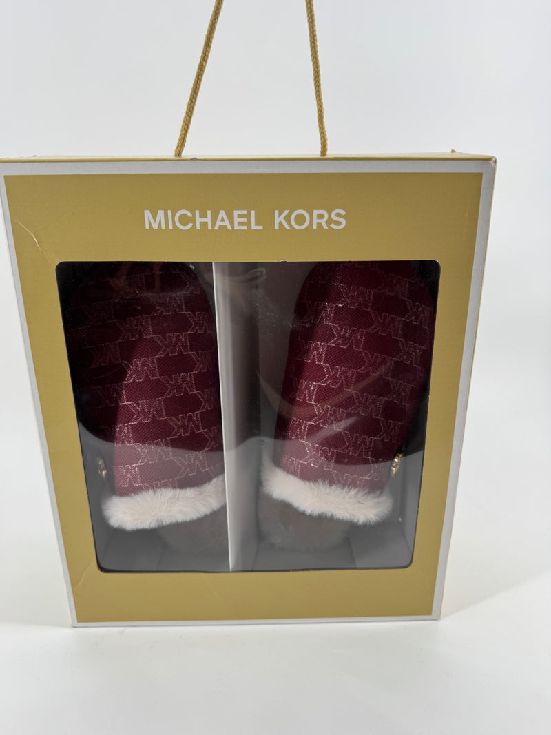 Michael Kors Burgundy Monogram Slippers