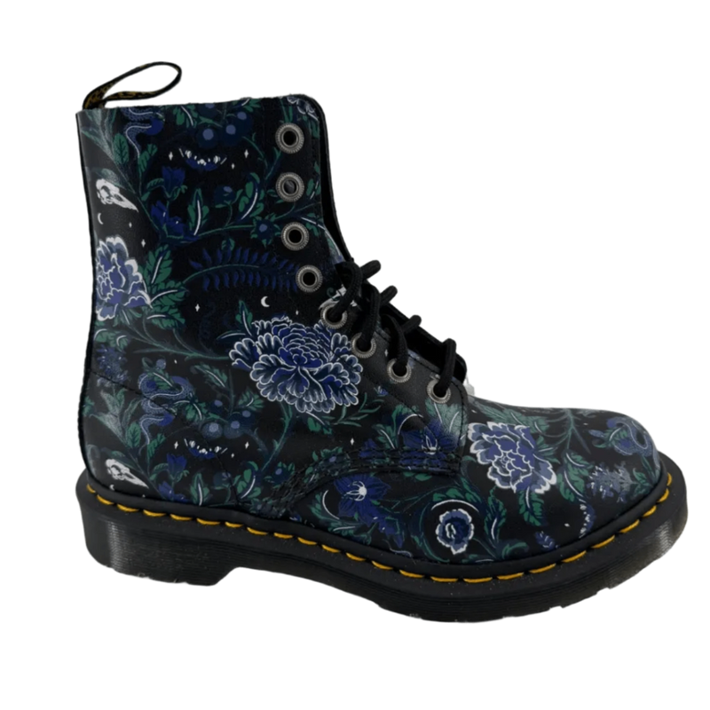 Dr. Martens Blue Floral/Snake Print Boots Size 8