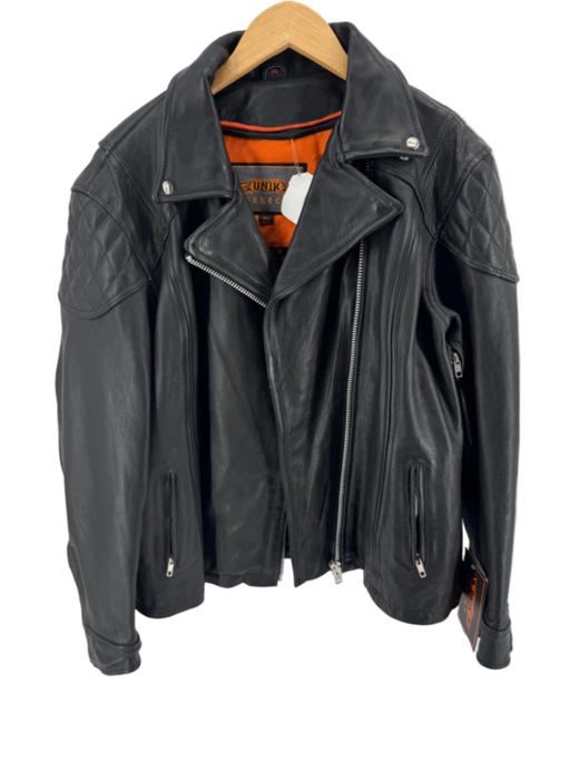 UNIK Select Black Leather Motorcycle Jacket Size 3XL