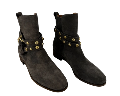 See by Chloé Gray Suede Stud Ankle Boots Size 37.5