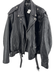 Vintage UNIK Black Leather Motorcycle Jacket Size 60